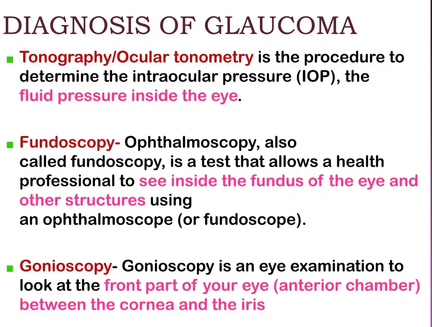 Diagnosis of Glaucoma
